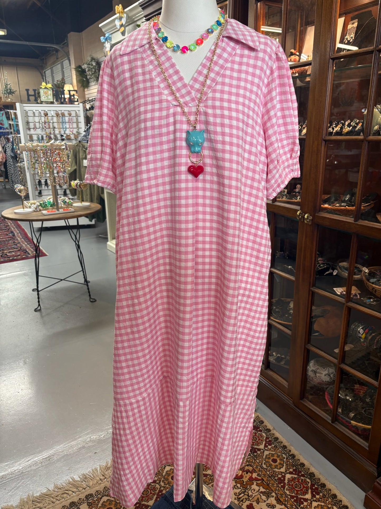 Gingham Pink Dress with Dress