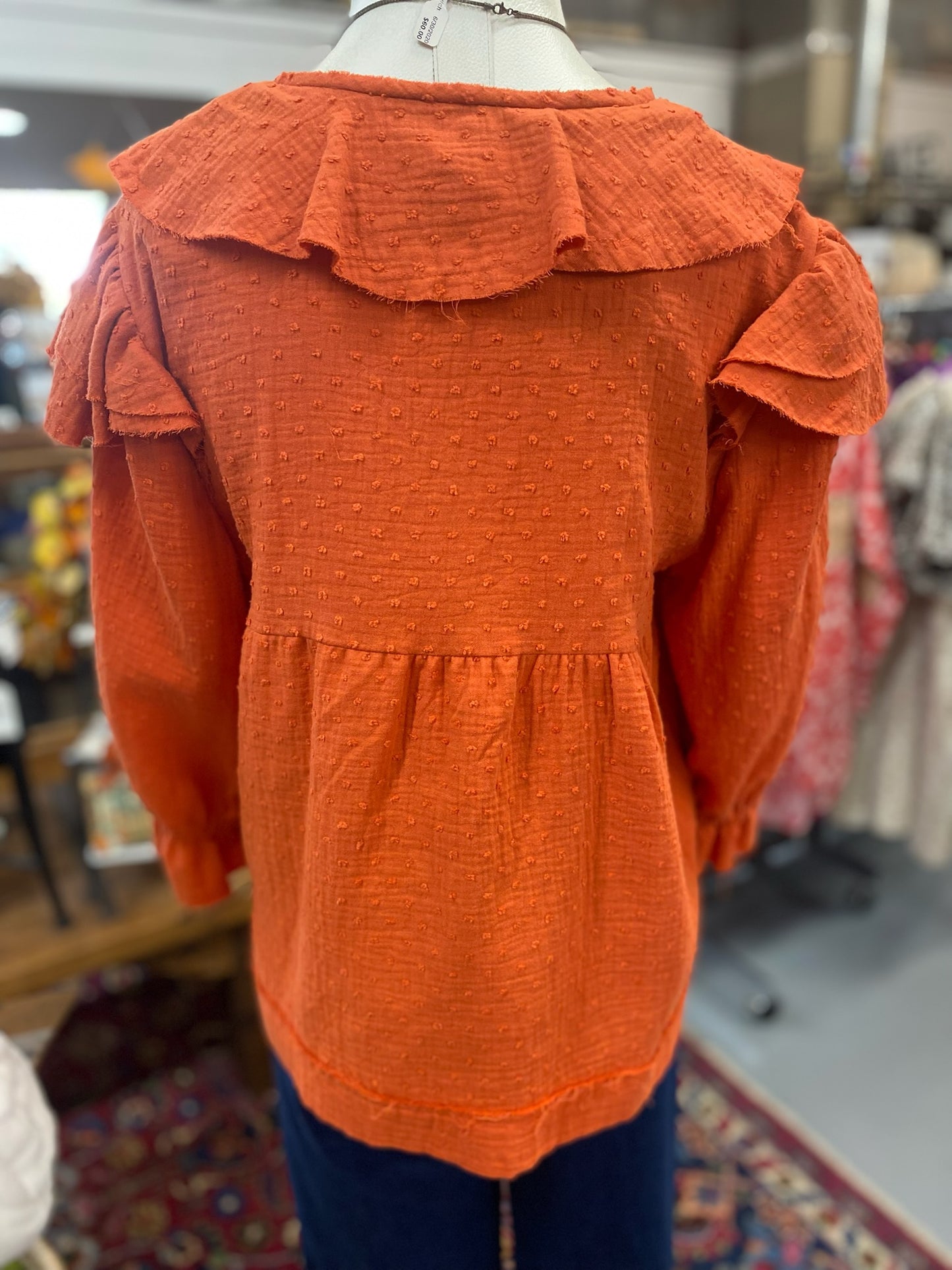Many Flounces Top in Orange