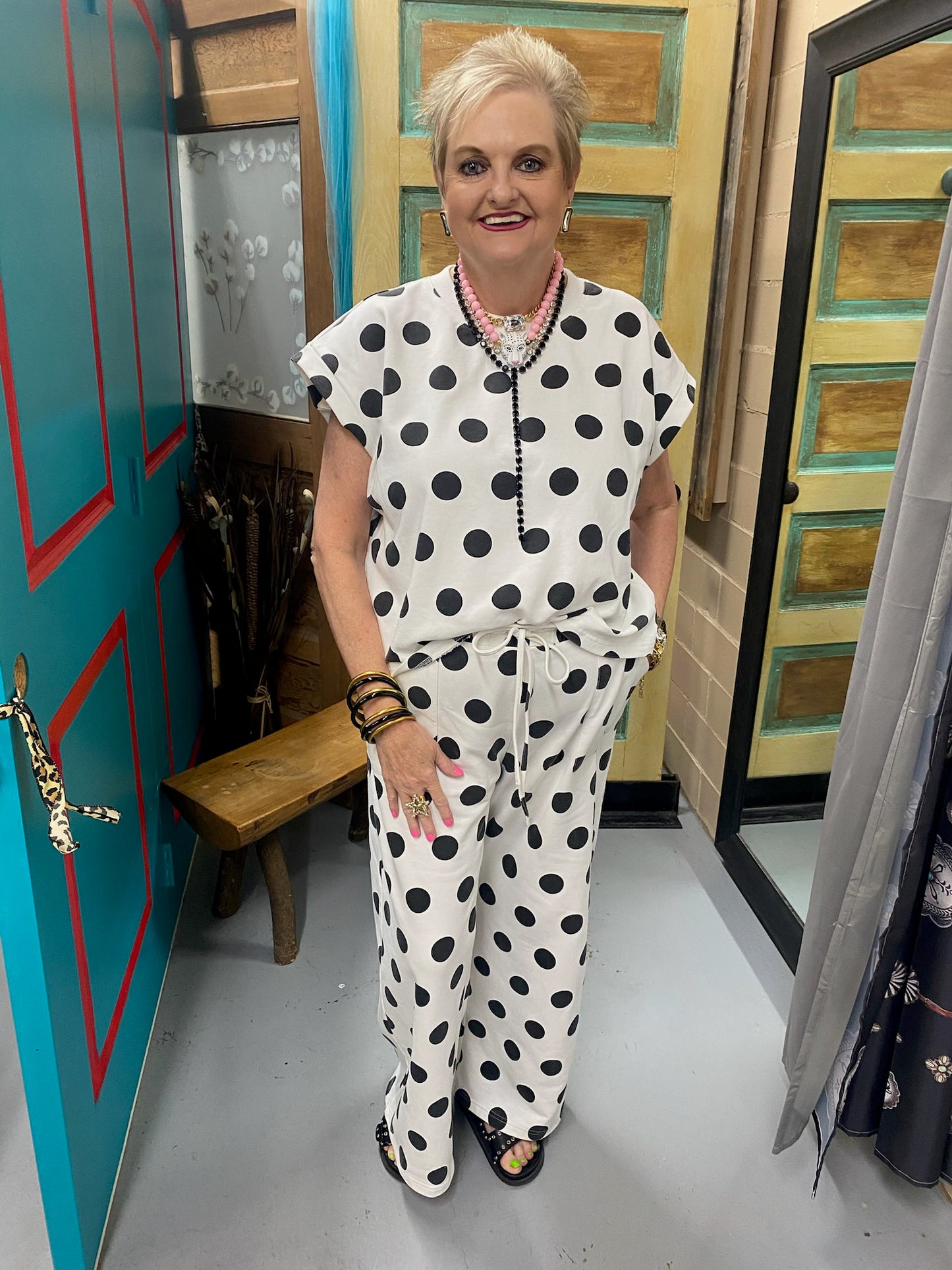Scuba Polka Dot Set with pockets and drawstring