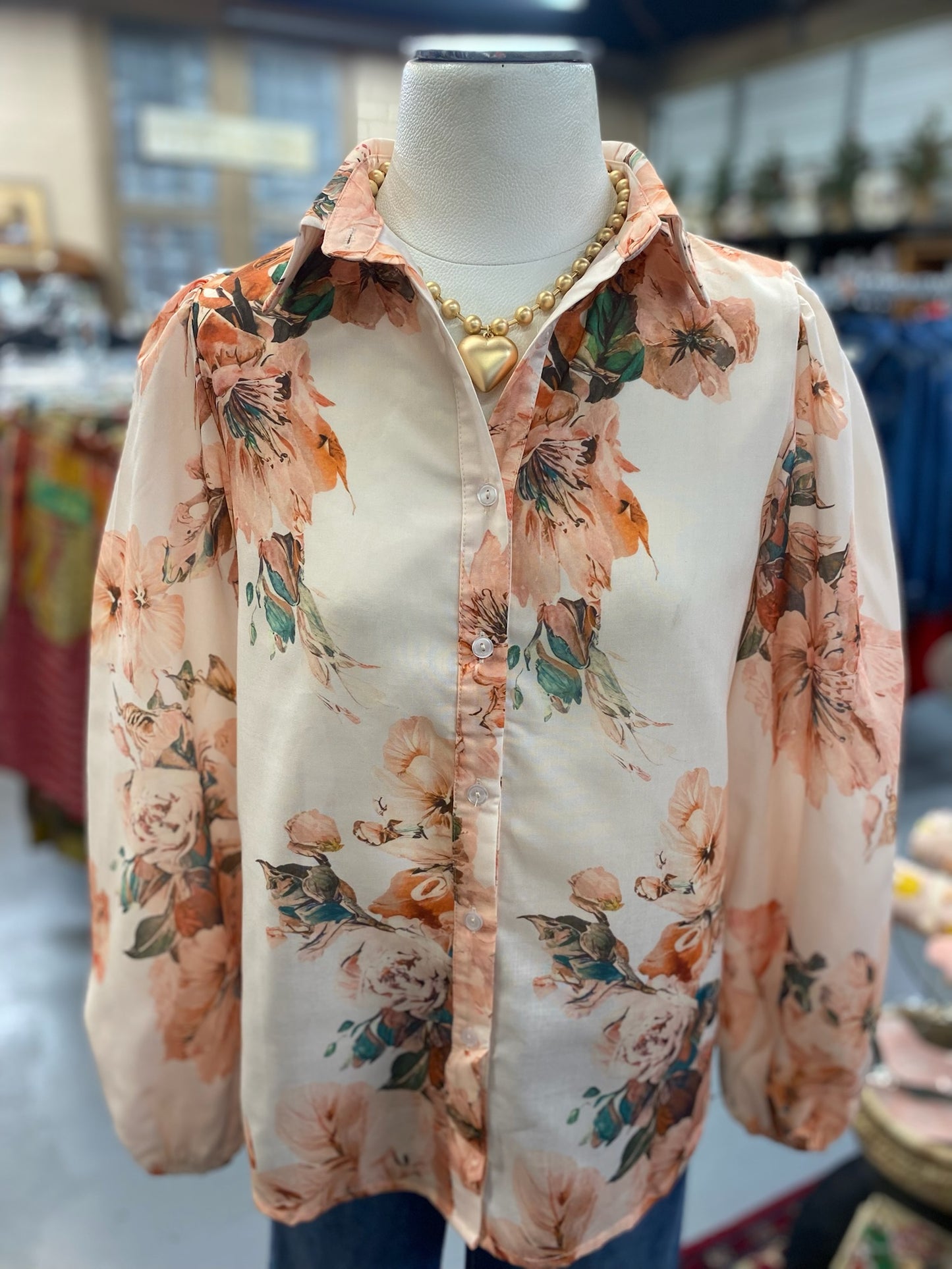 Peach Blossom Top with button down