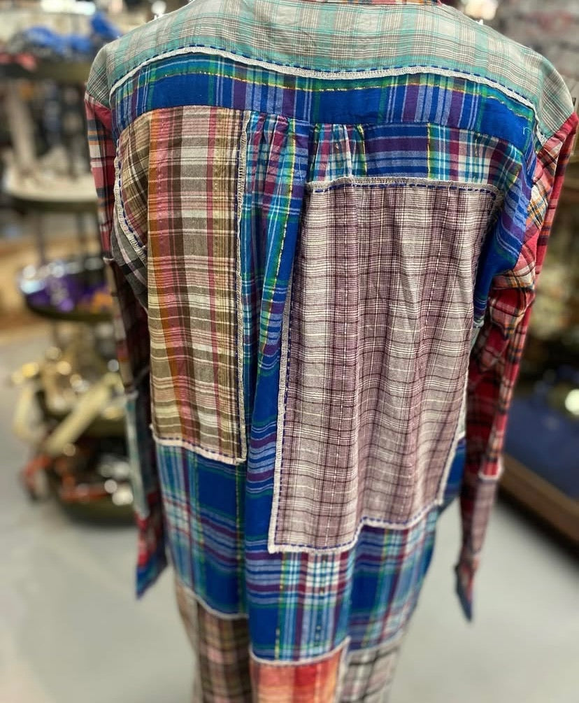 Nina Tunic Plaid with Gold and Silver Sparkle and Rickrack