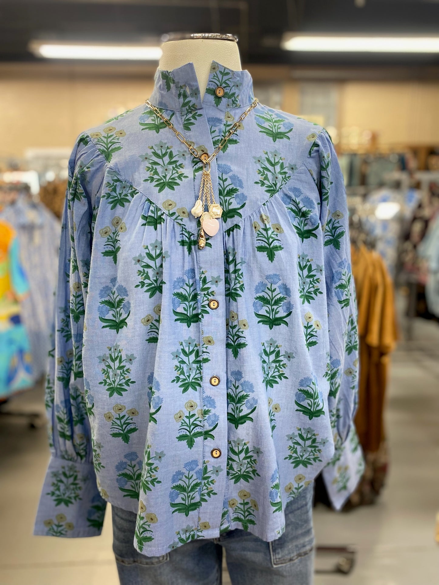 Jenna Top with Wood Buttons Bell Sleeves