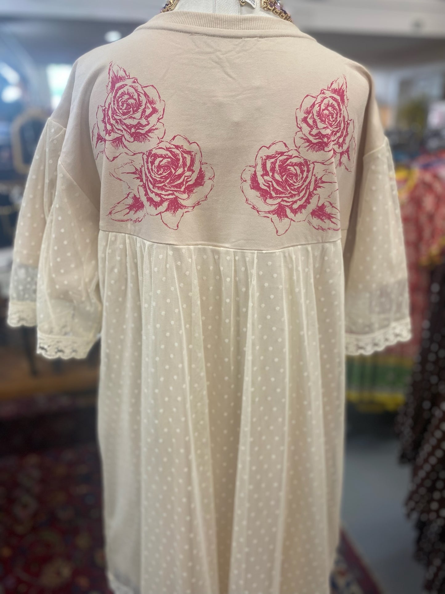 Angel Printed Layered Dress with pockets