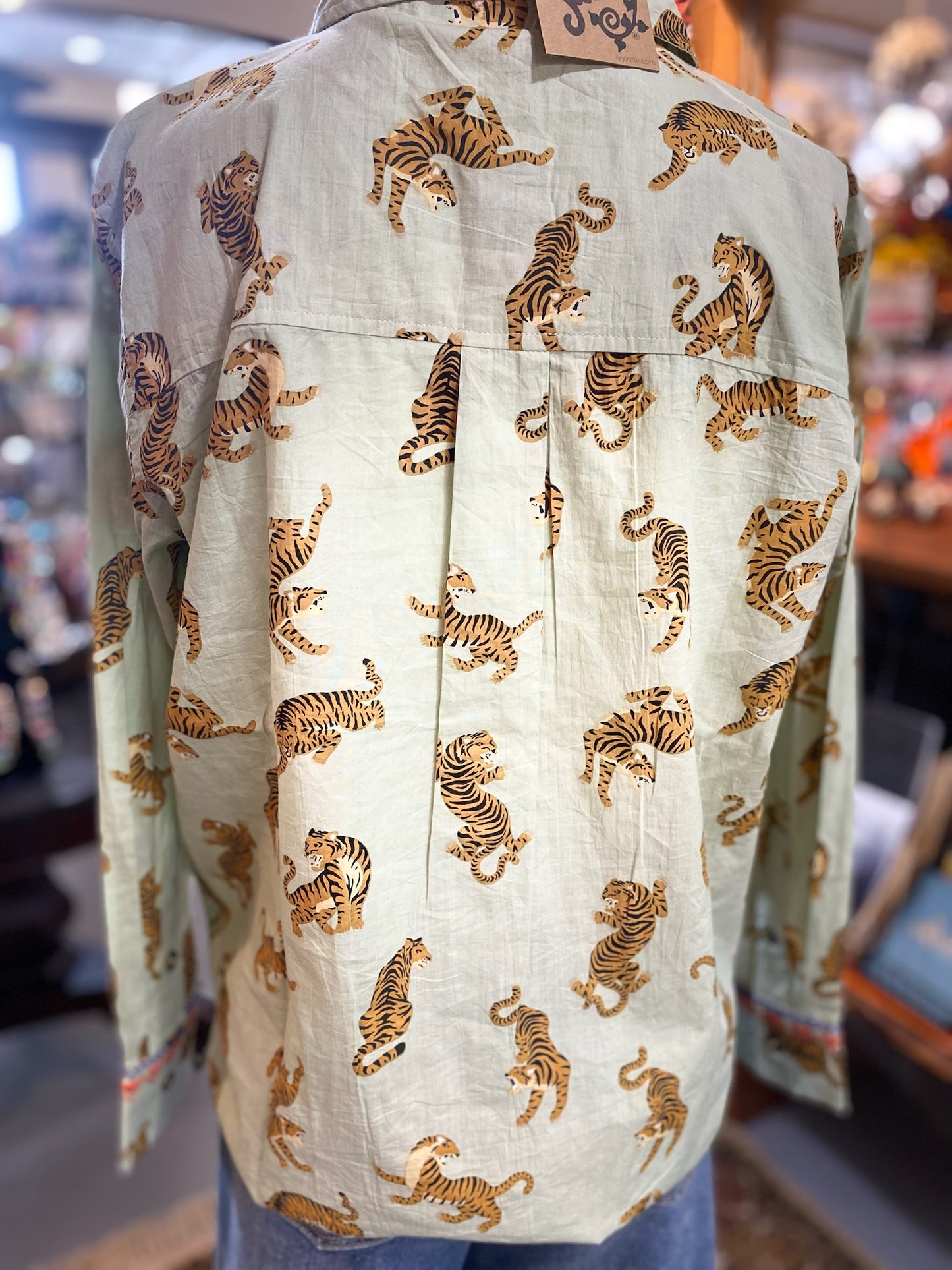 Tiger Embroidered Camp Shirt