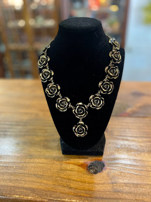 Gold Rose Necklace with Extender
