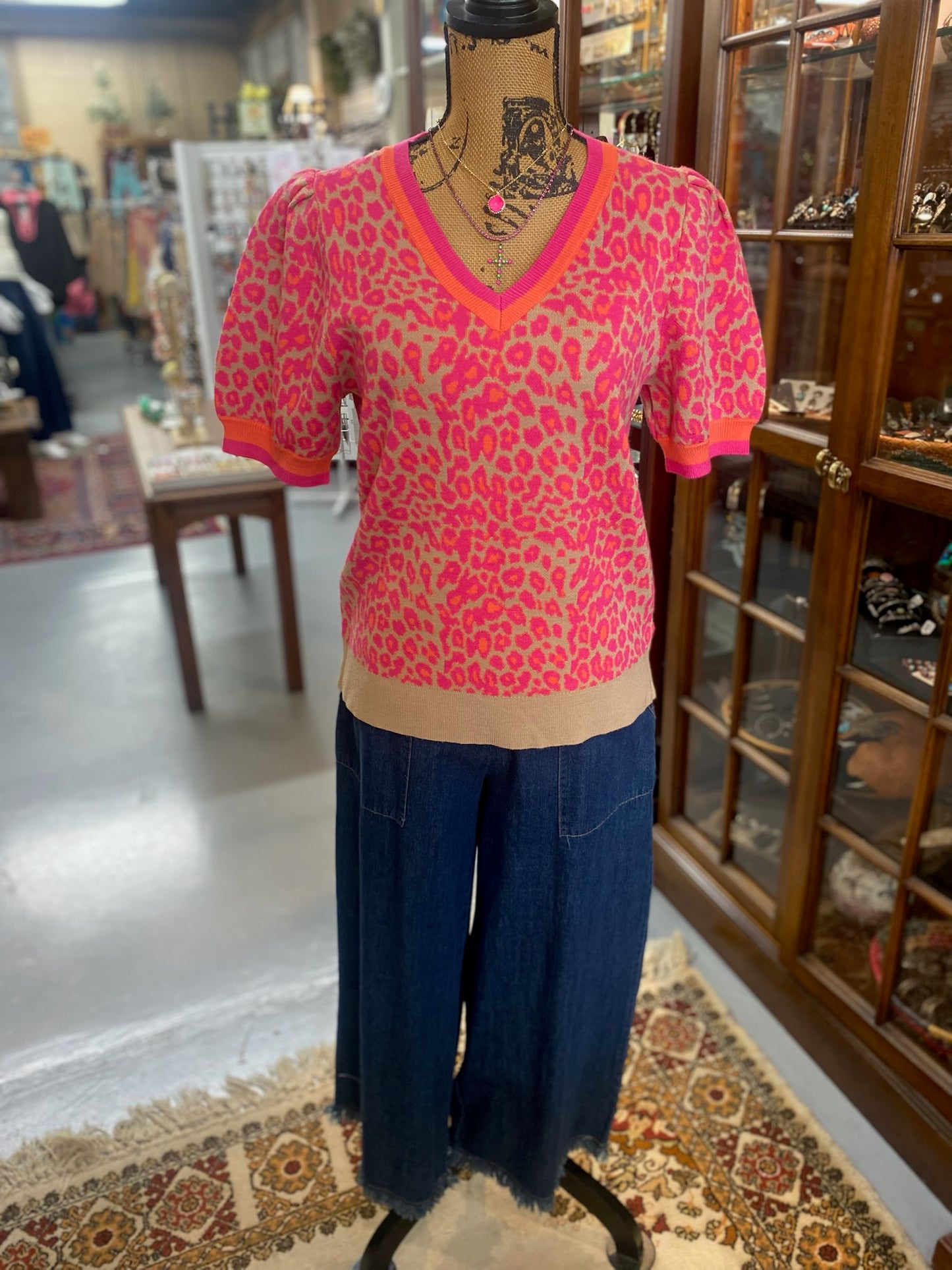Hot Pink Animal Print Sweater