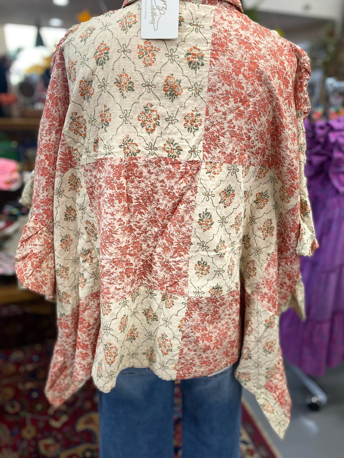 Florence Top in Floral poncho style, but the sleeves are sewn