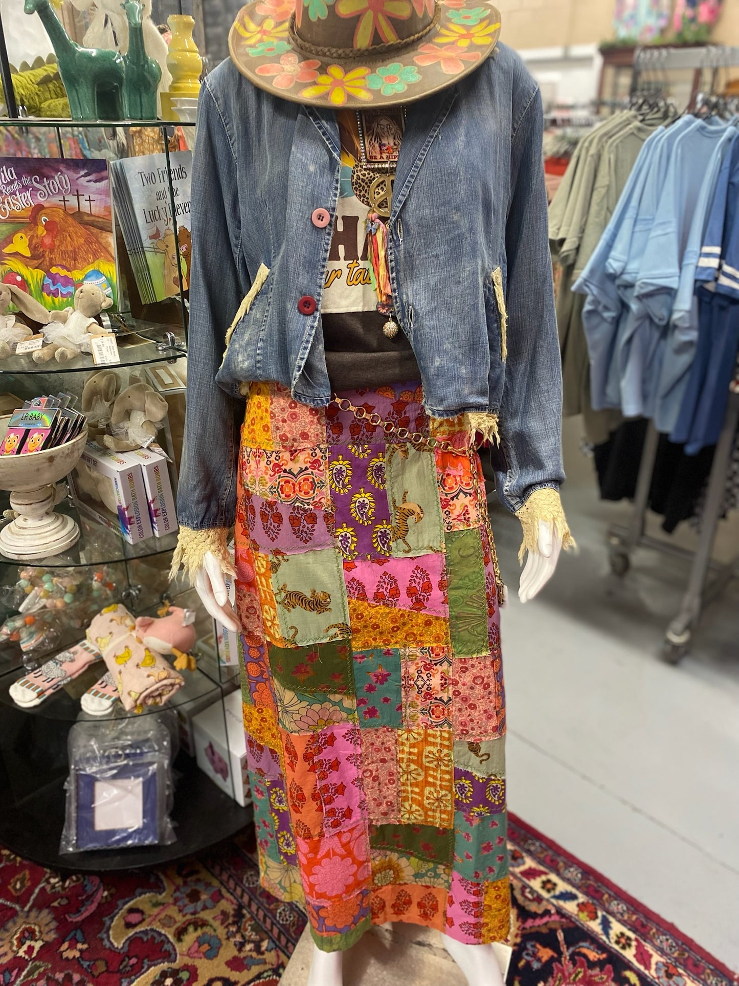 Patchwork Skirt in Kantha Cotton with slip