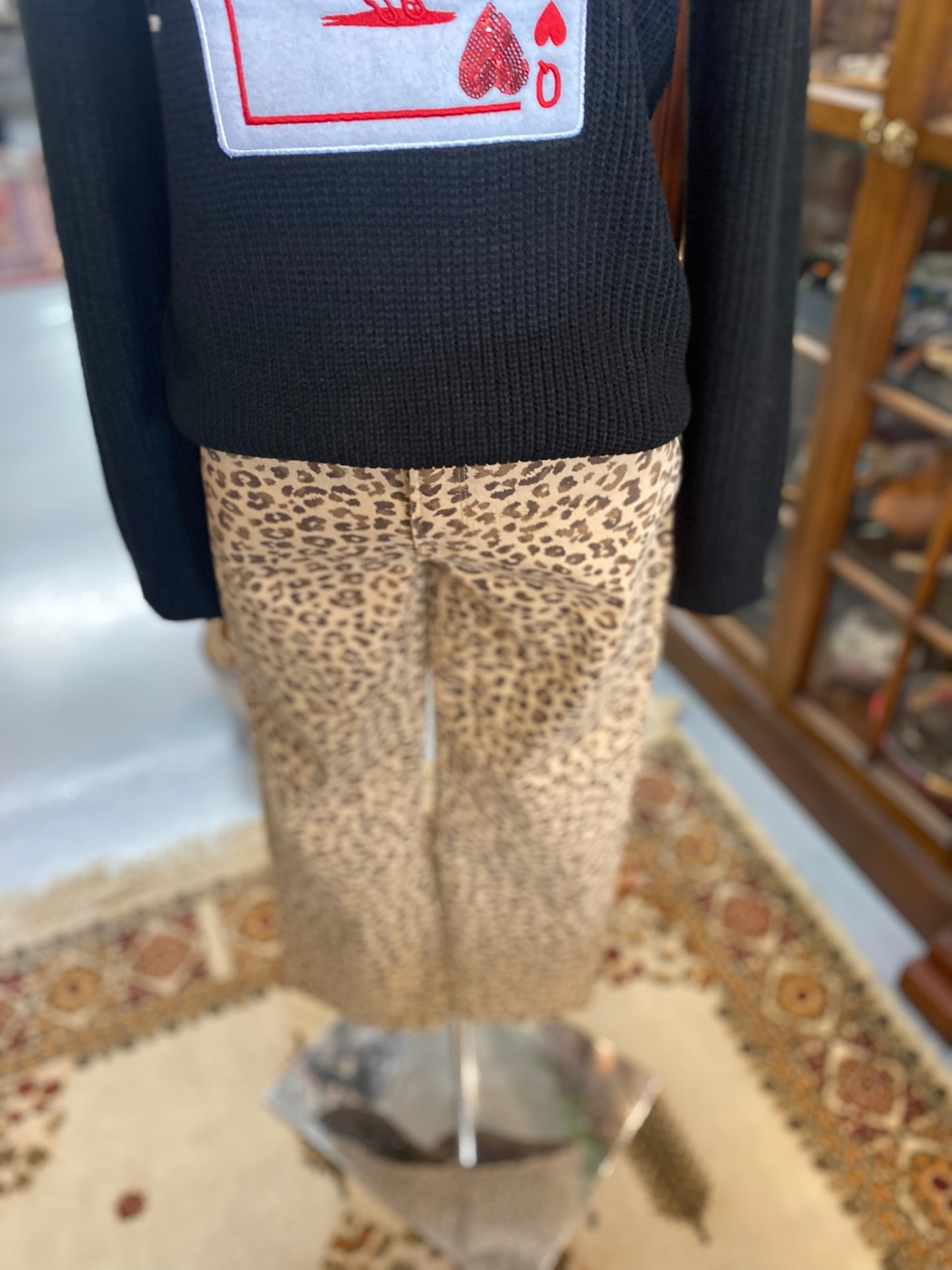 Risen Leopard Mid Rise Ankle Slim Denim