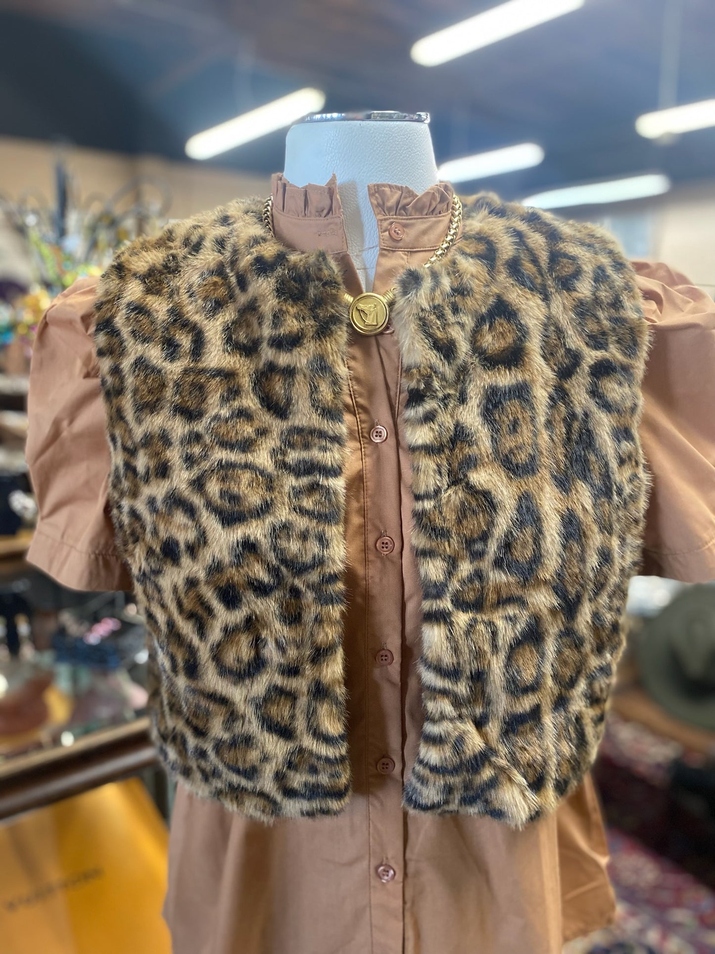 Leopard Faux Fur Vest
