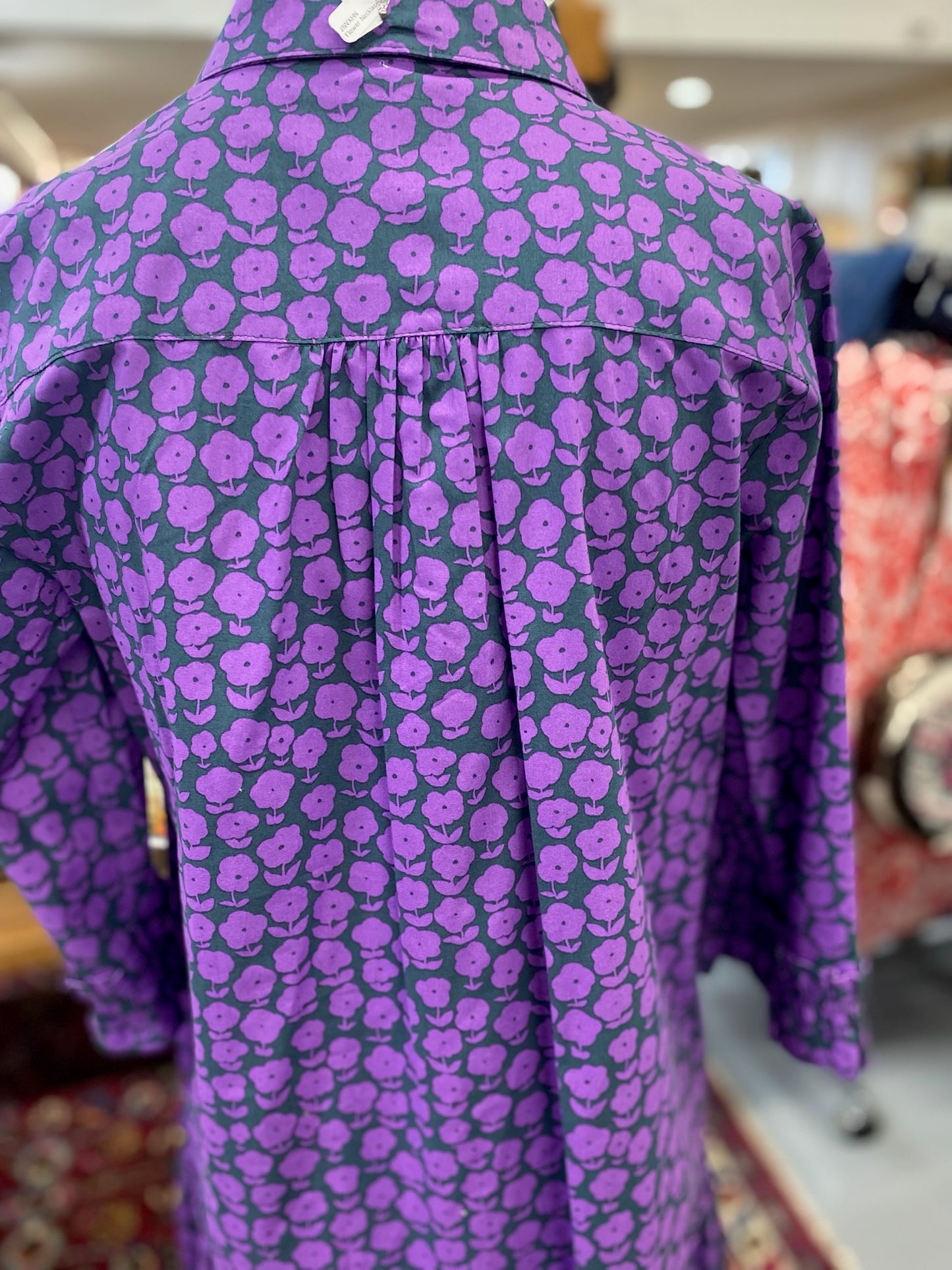 Puffy Daisy Dress Navy and Purple with Pockets