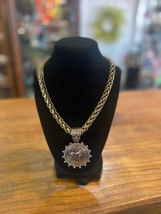 Horse Necklace with Gold Chain and extender