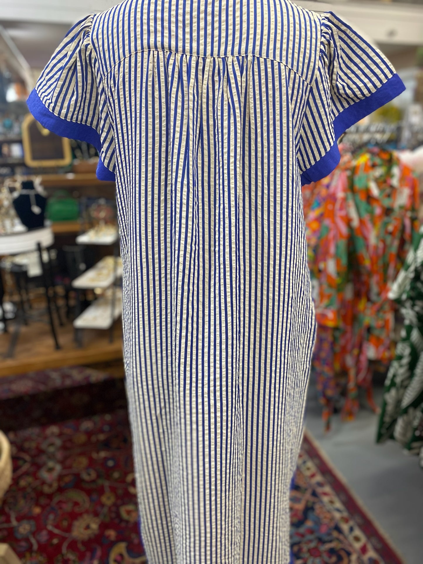 Stripe Midi Dress with Pockets and liner
