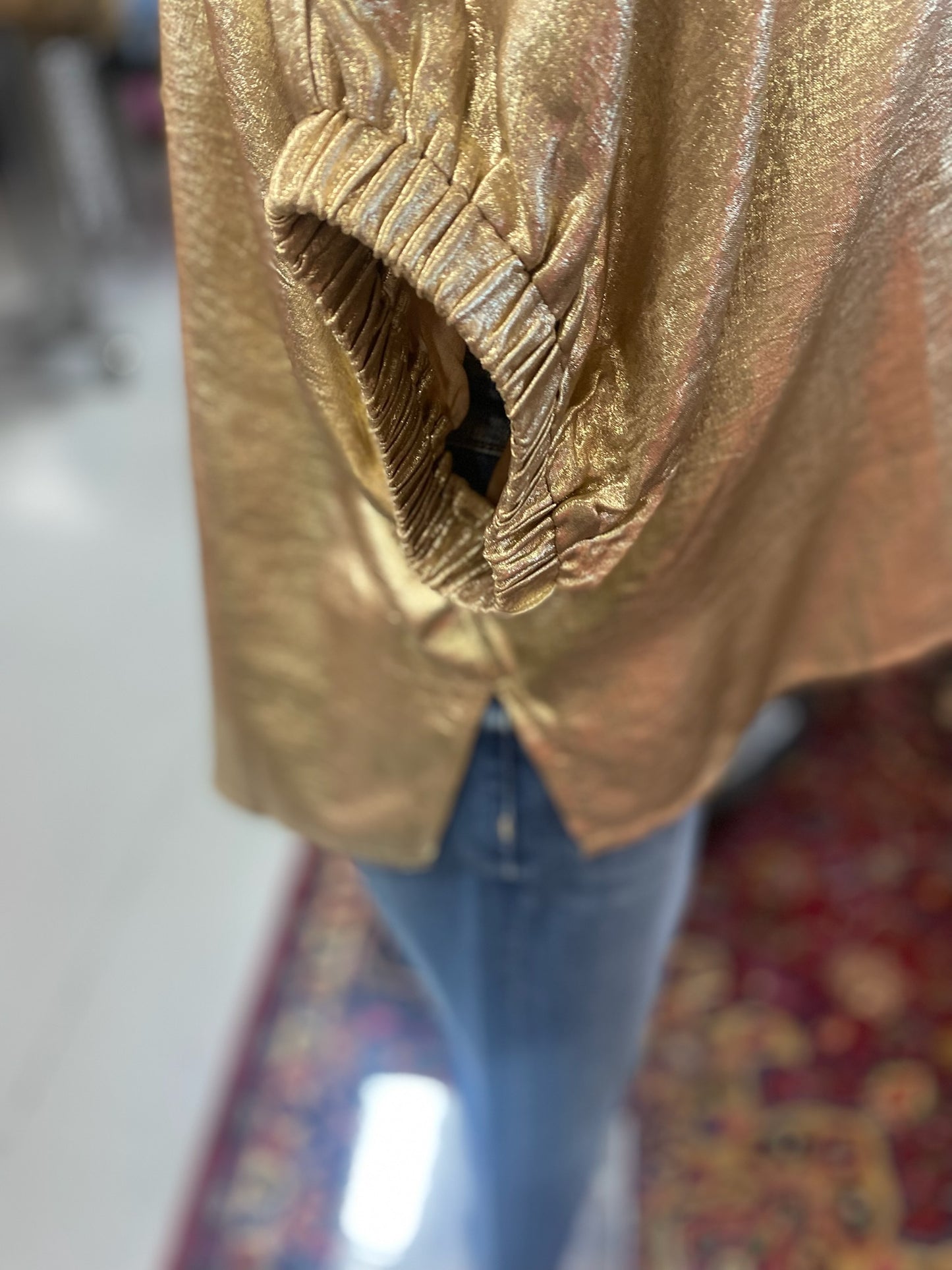 Metallic Gold Top with Split Sides