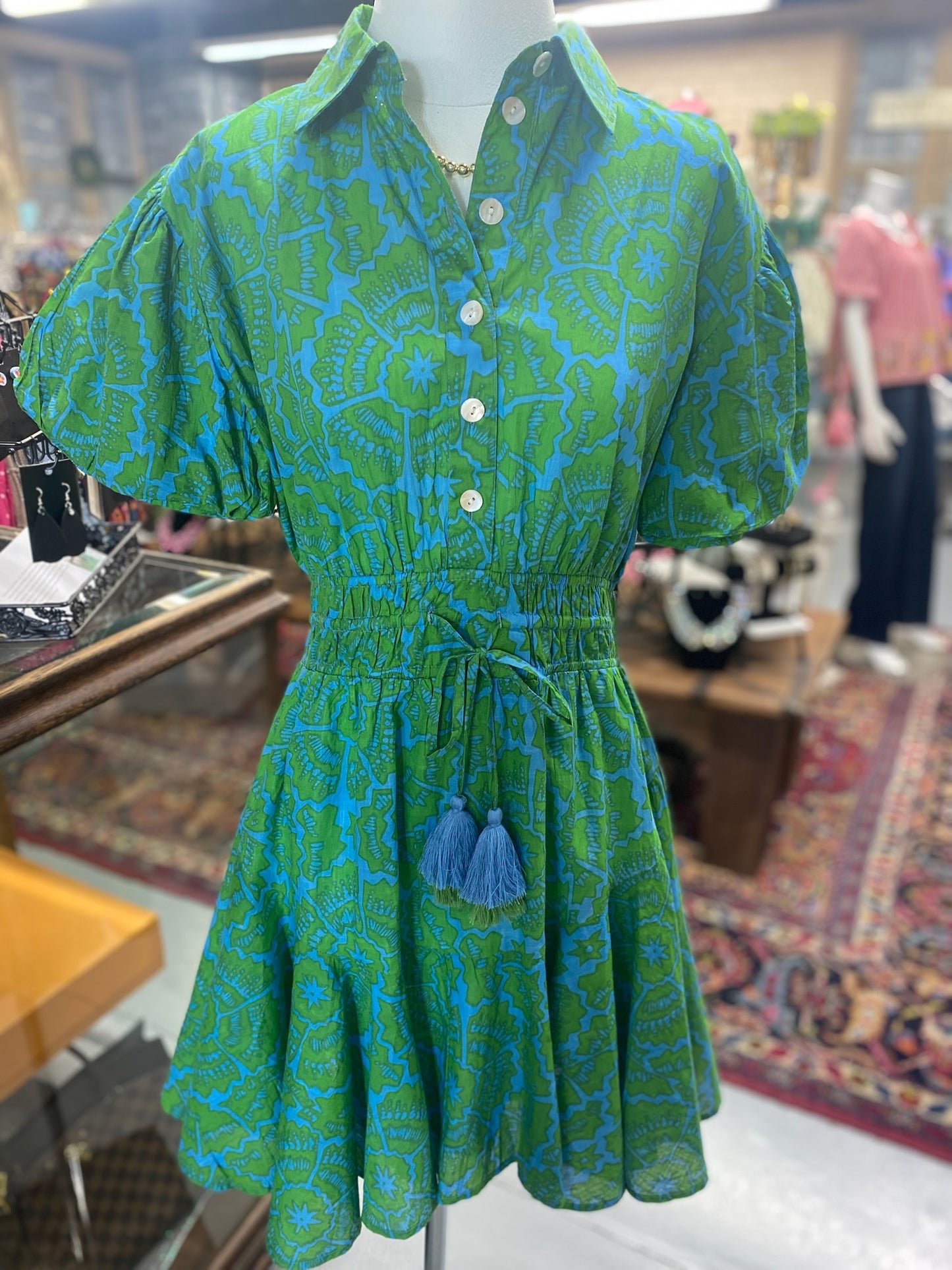 Flounced Hem Shirt Dress