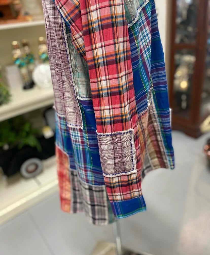 Nina Tunic Plaid with Gold and Silver Sparkle and Rickrack