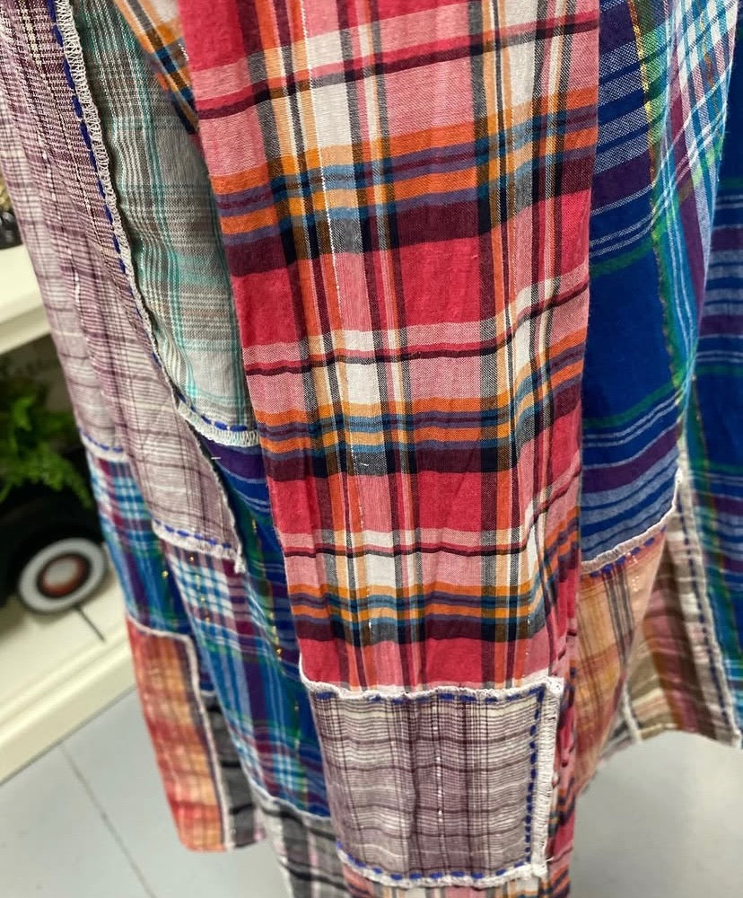 Nina Tunic Plaid with Gold and Silver Sparkle and Rickrack