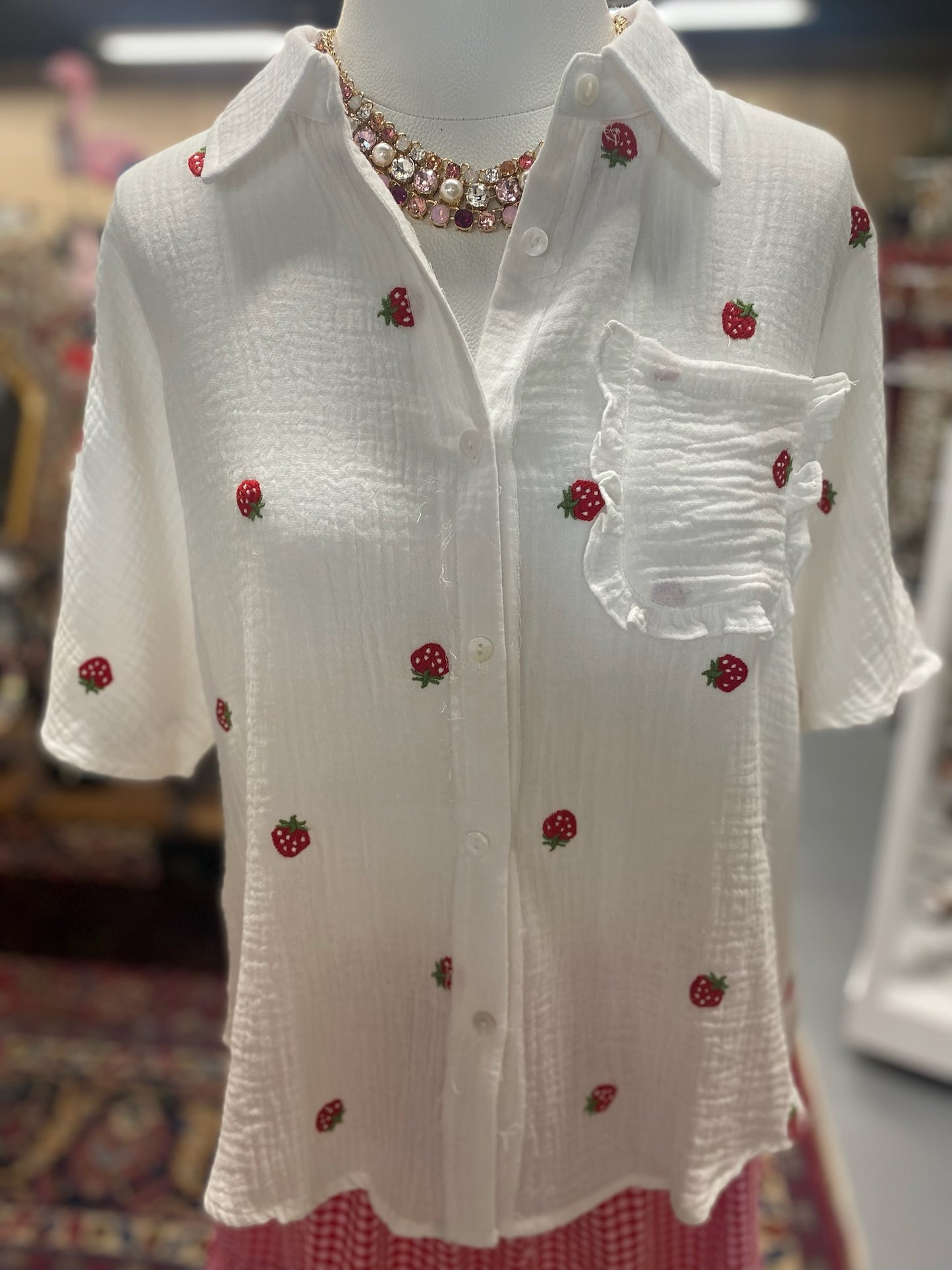 Strawberry Gauze Top