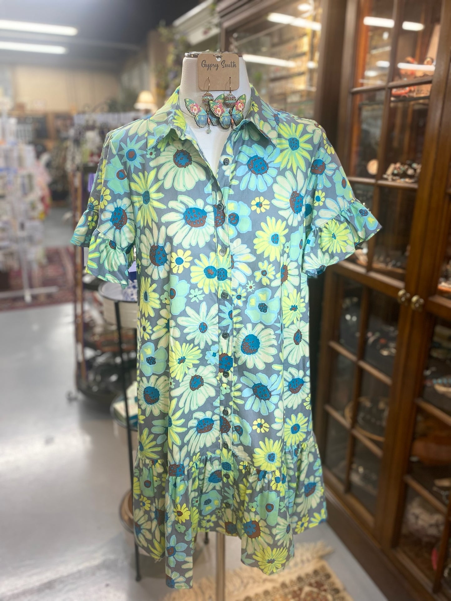 Neon Blooms Shirt Dress with Pockets