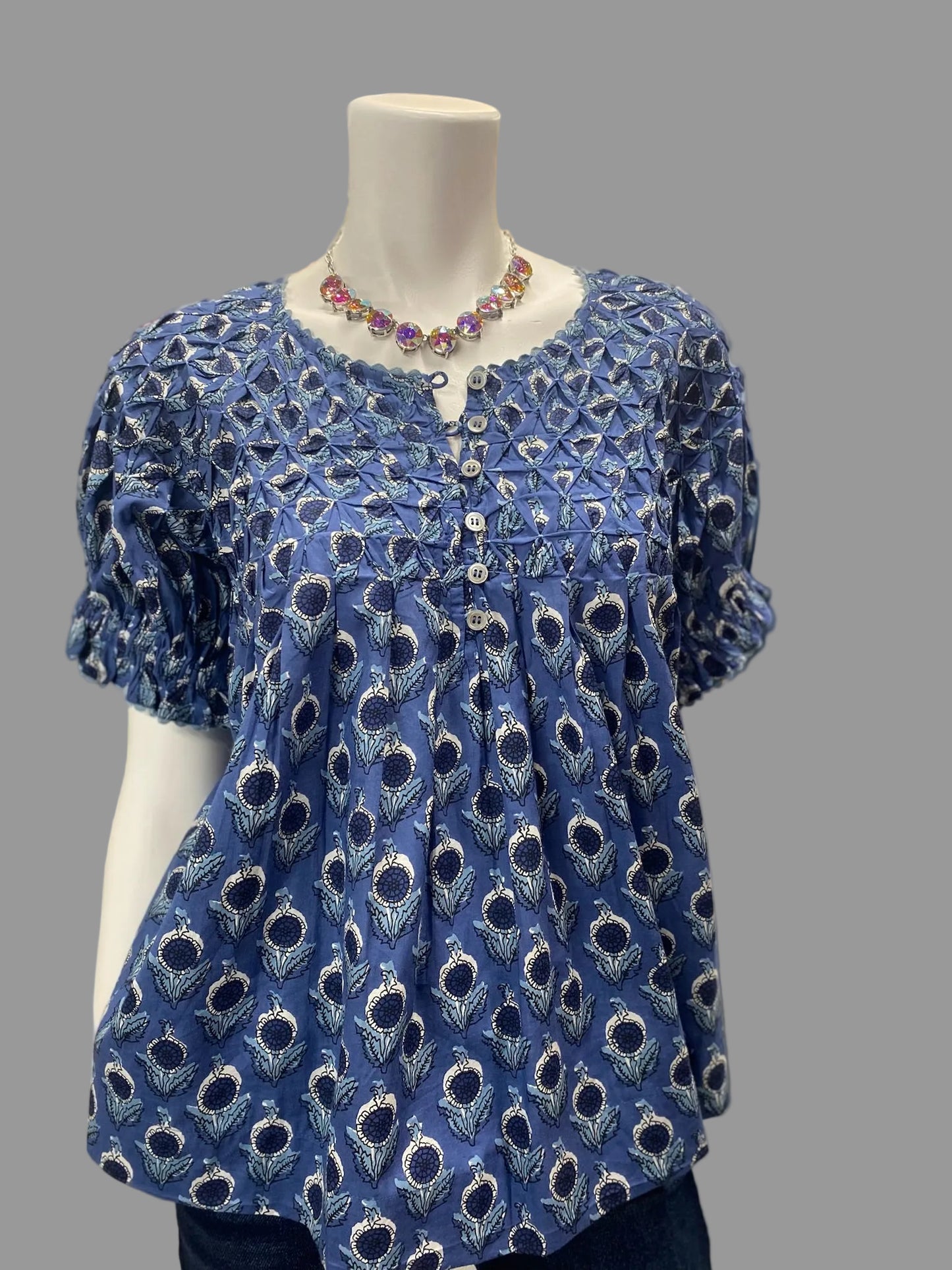 Smocked Neck Top