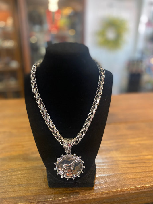 Horse Necklace with Silver Chain and extender