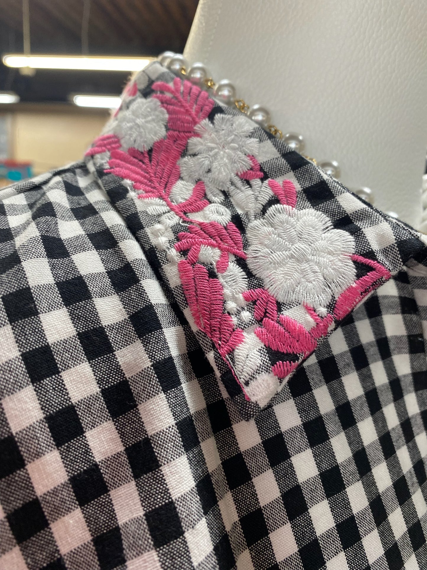 Heidi Top Black & White with Embroidery