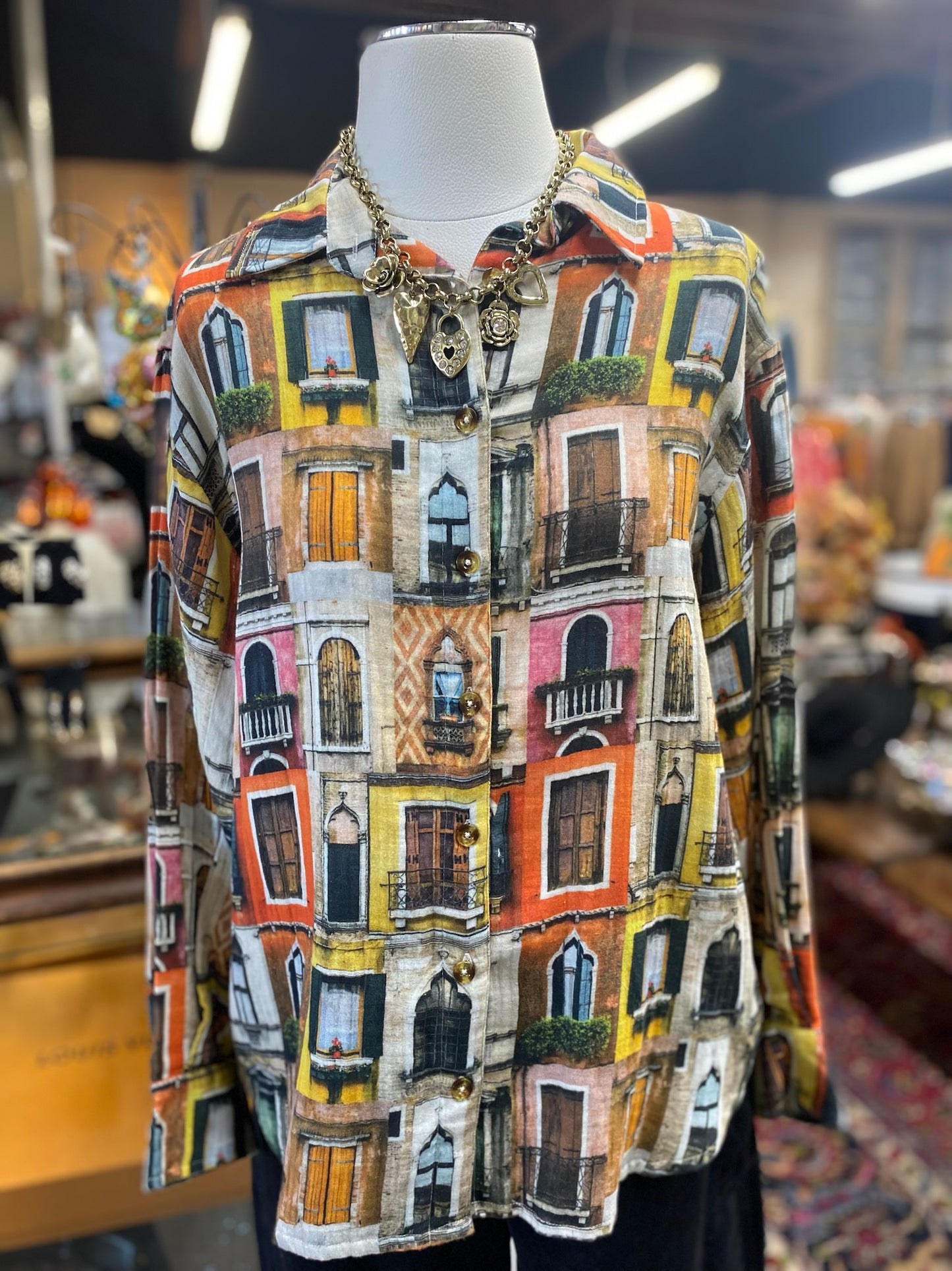 Window to the World Top long sleeves button up