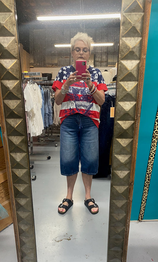 Slouchy Barrel Jorts in Denim