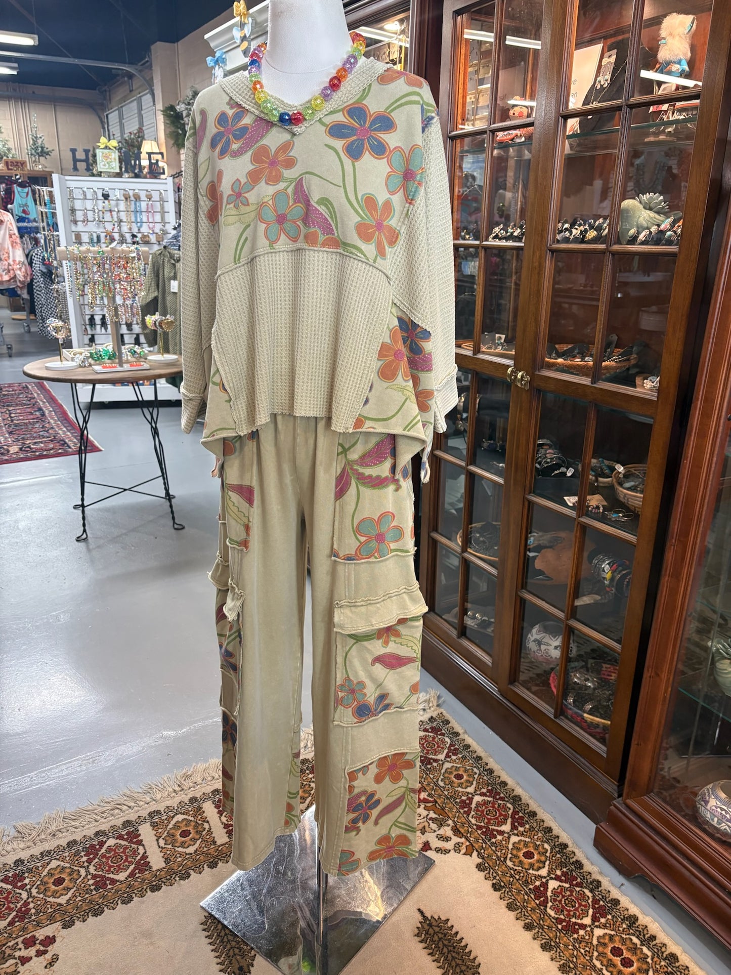 Dusty Sage Pants with elastic waist and pockets