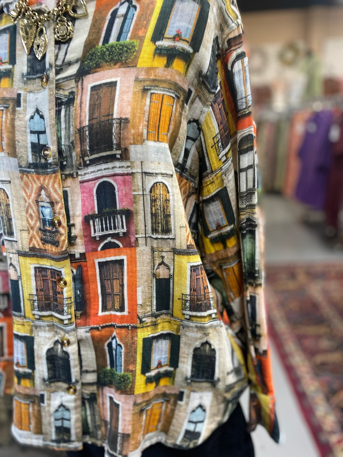 Window to the World Top long sleeves button up