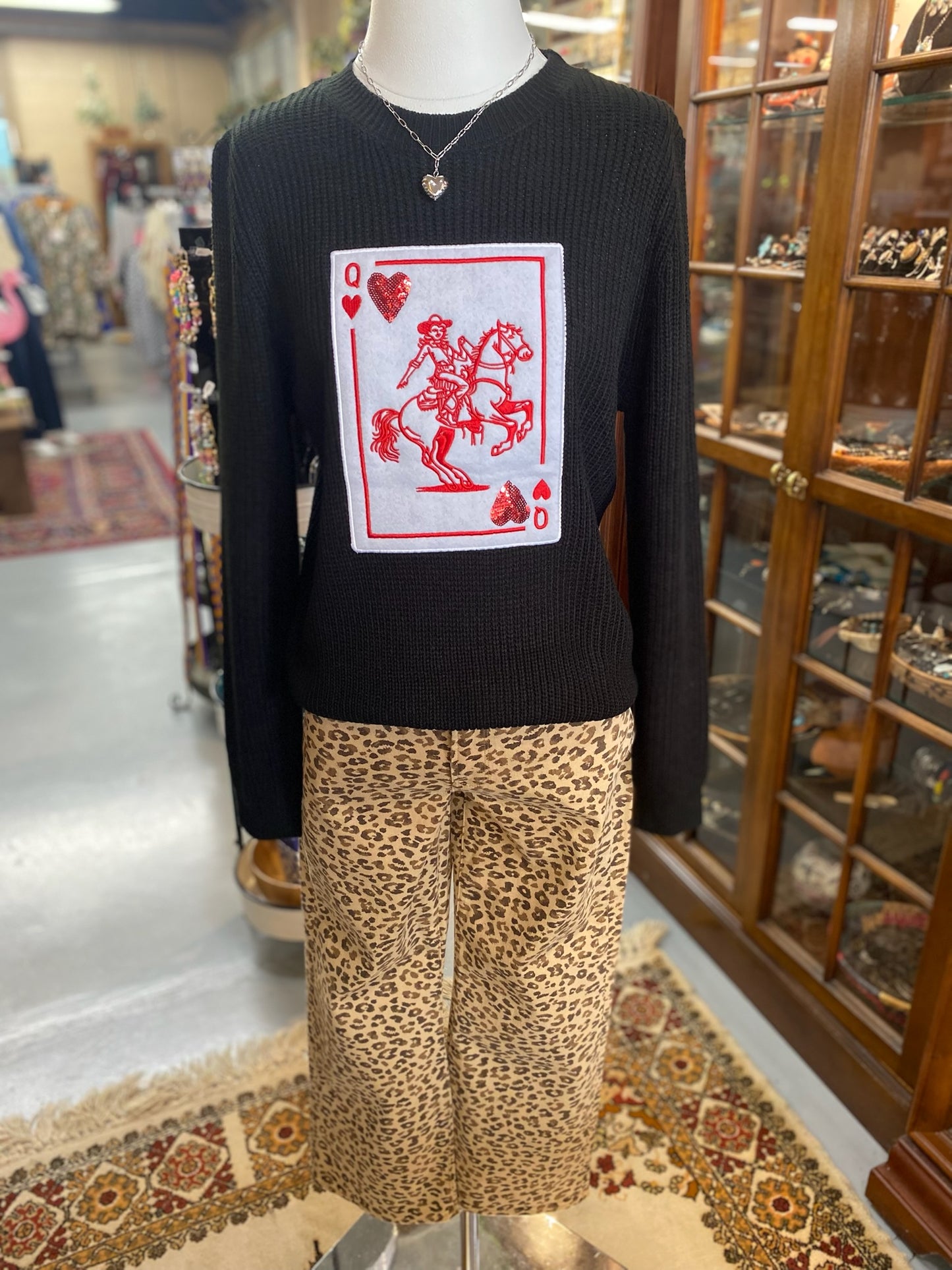 Risen Leopard Mid Rise Ankle Slim Denim