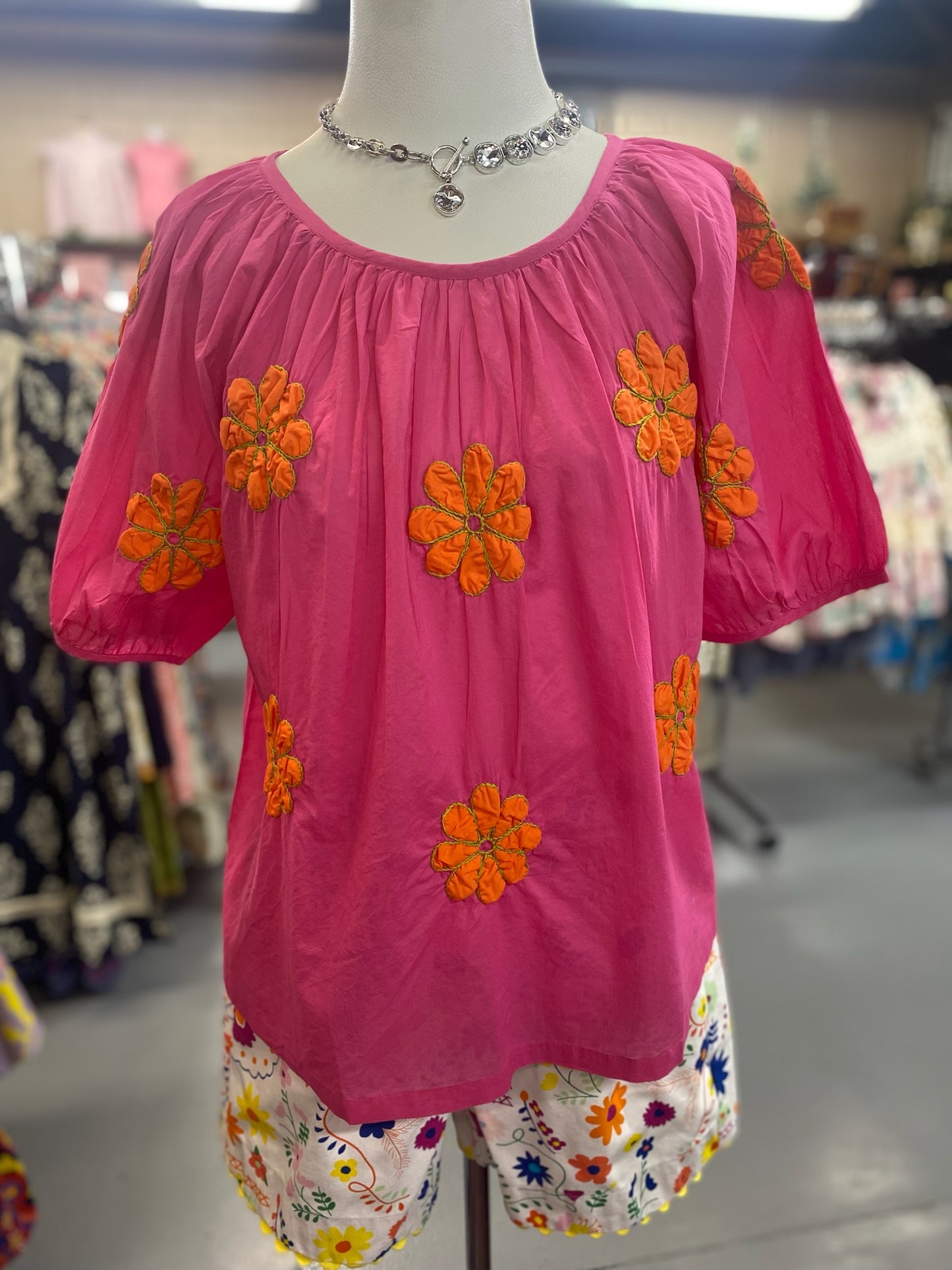 Daisy Appliqué Top in Pink