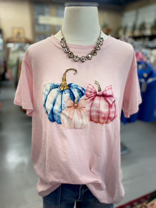 Pink Pumpkin Basic Tee with appliqué