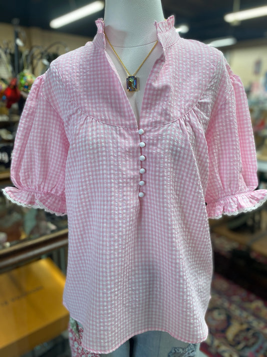 Pink gingham Lauren Top