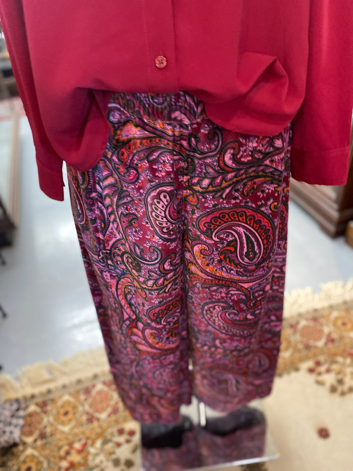 Wine Pull on Barrel Pants with pockets