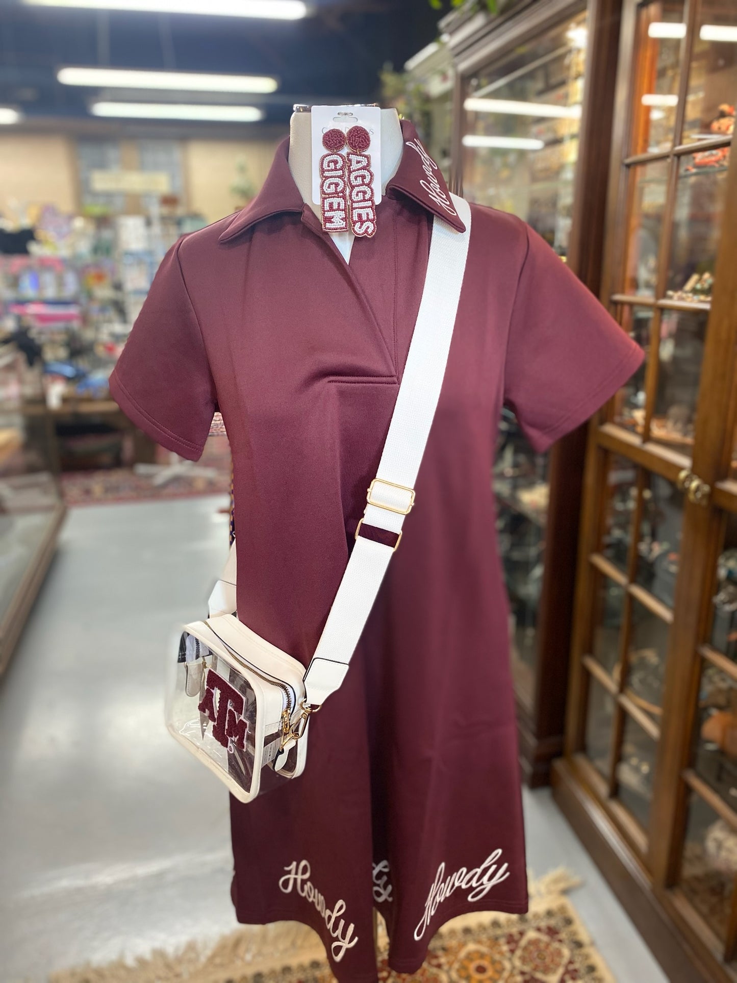 Sporty Dress in Maroon with Pockets