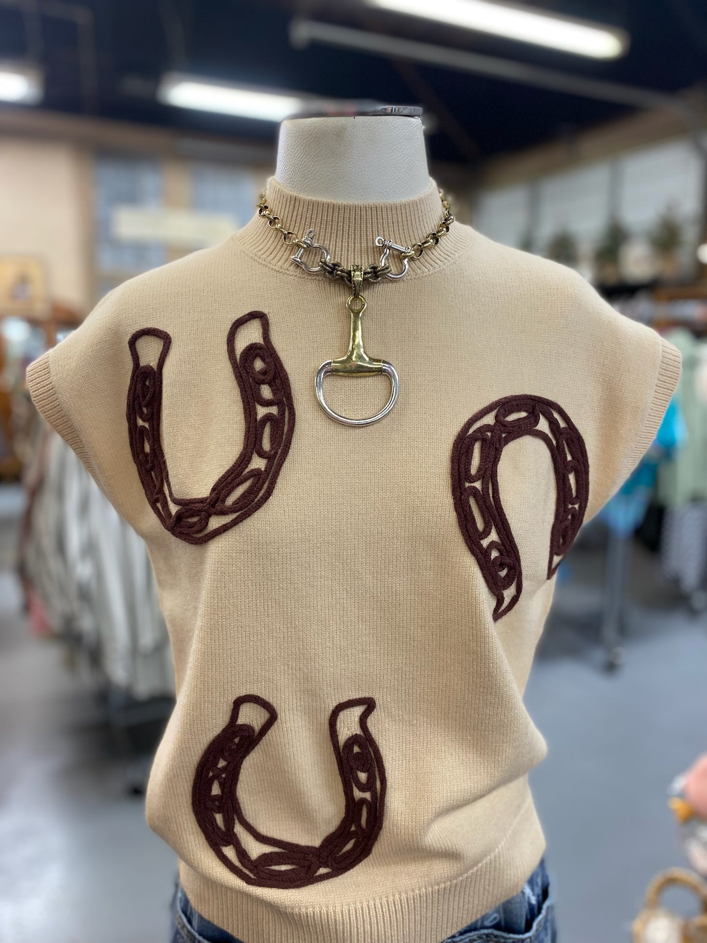 Jolene Horseshoe Mock Sweater in Cream