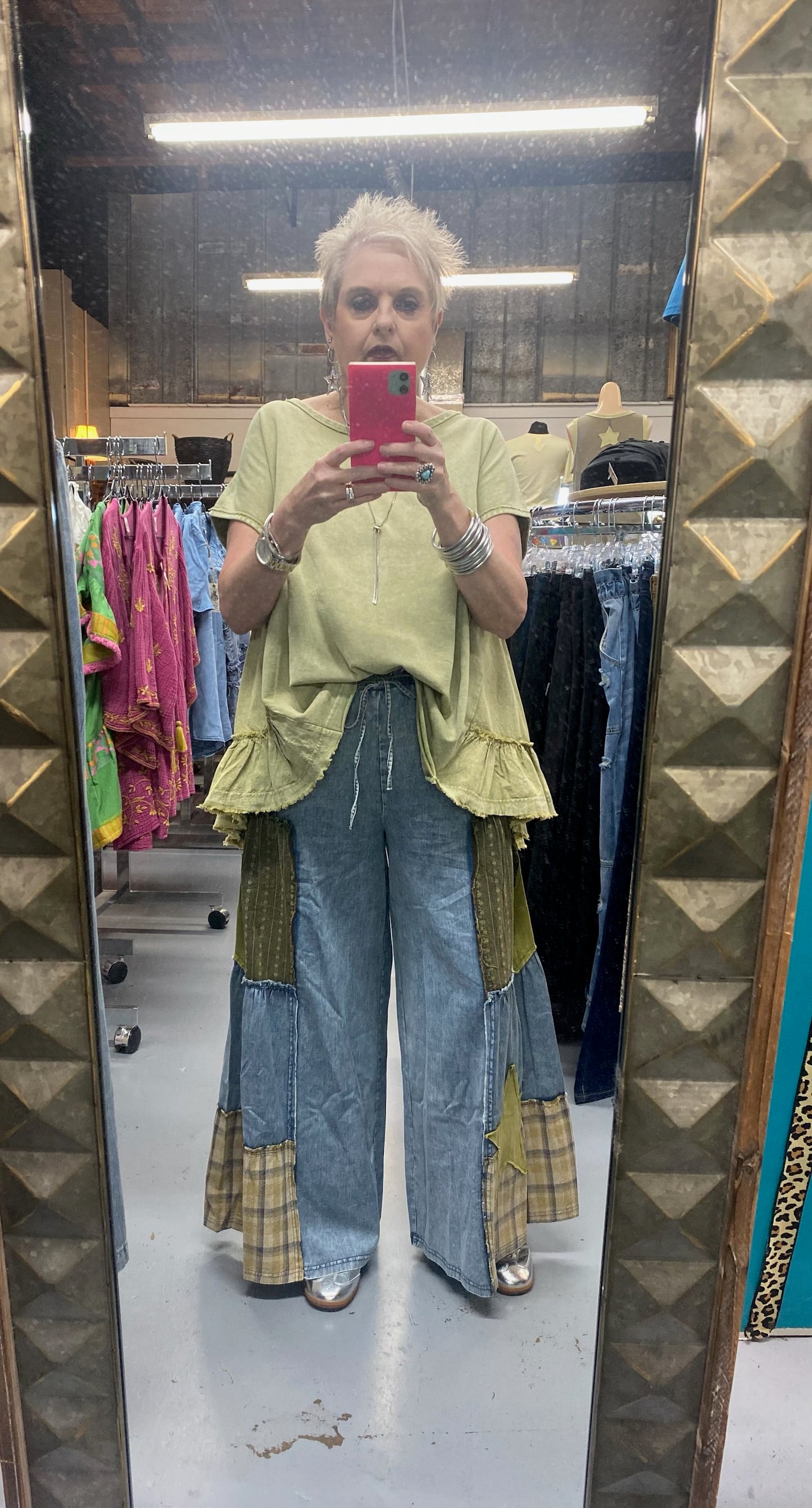 Plaid Star Pants with pockets and functionable drawstring waist