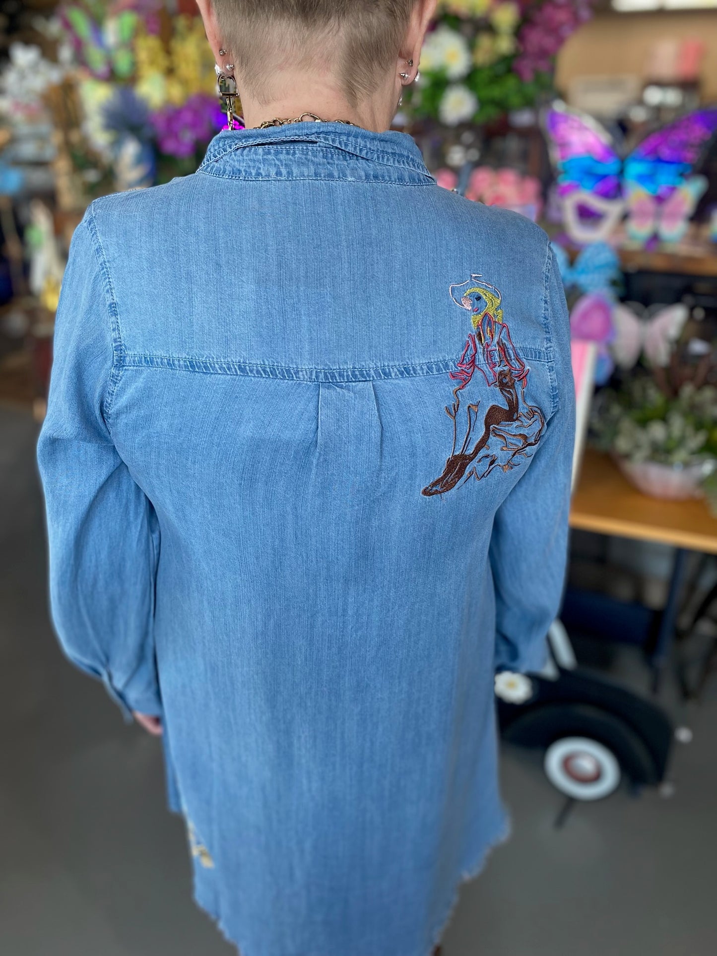 Western Embroidery Tencel Shirt Dress