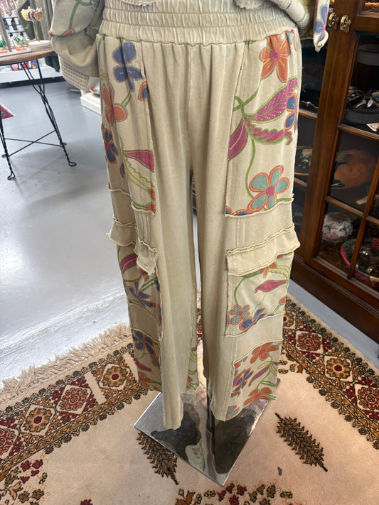 Dusty Sage Pants with elastic waist and pockets