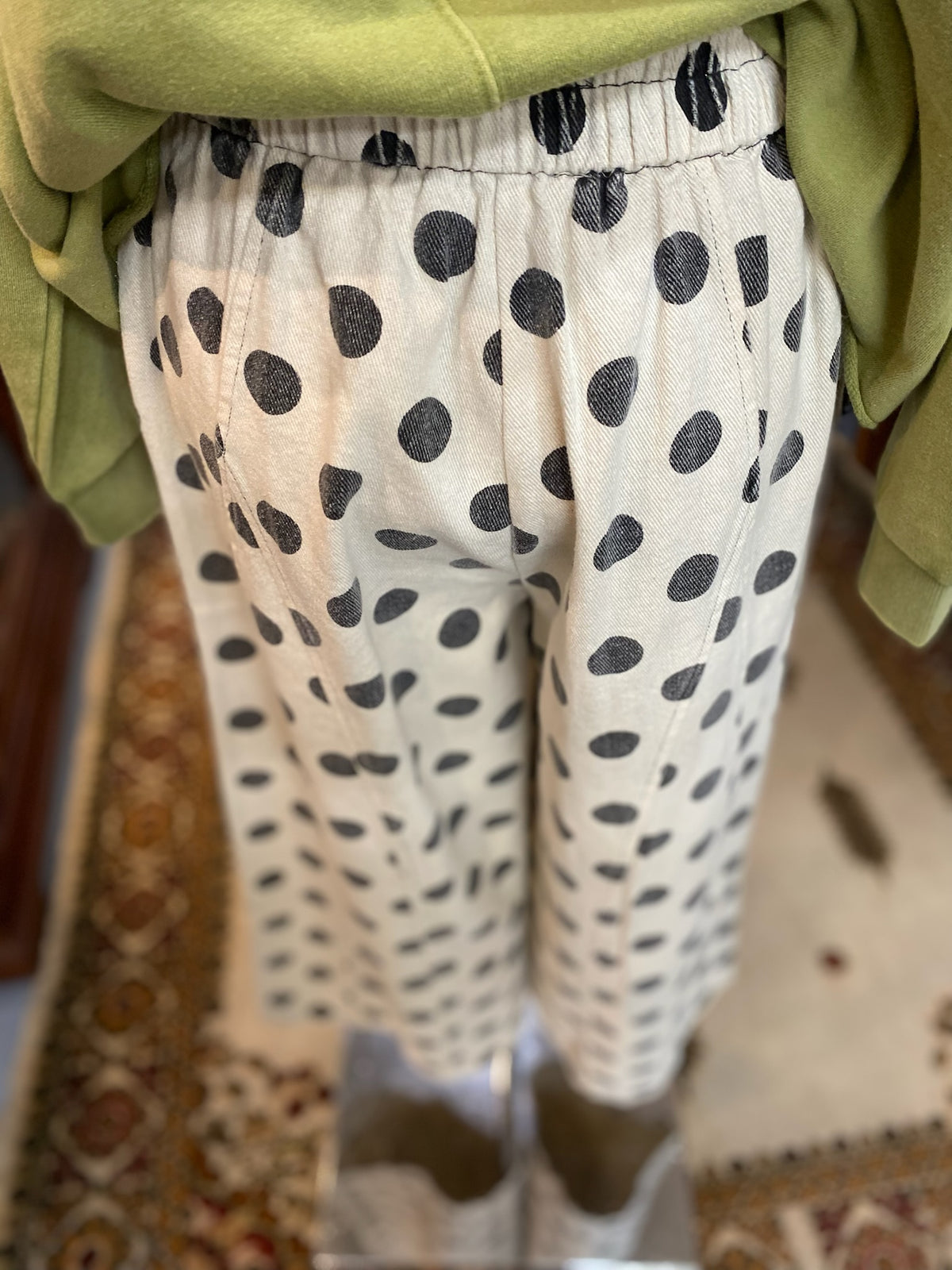 Dots Washed Pants with pockets and drawstring