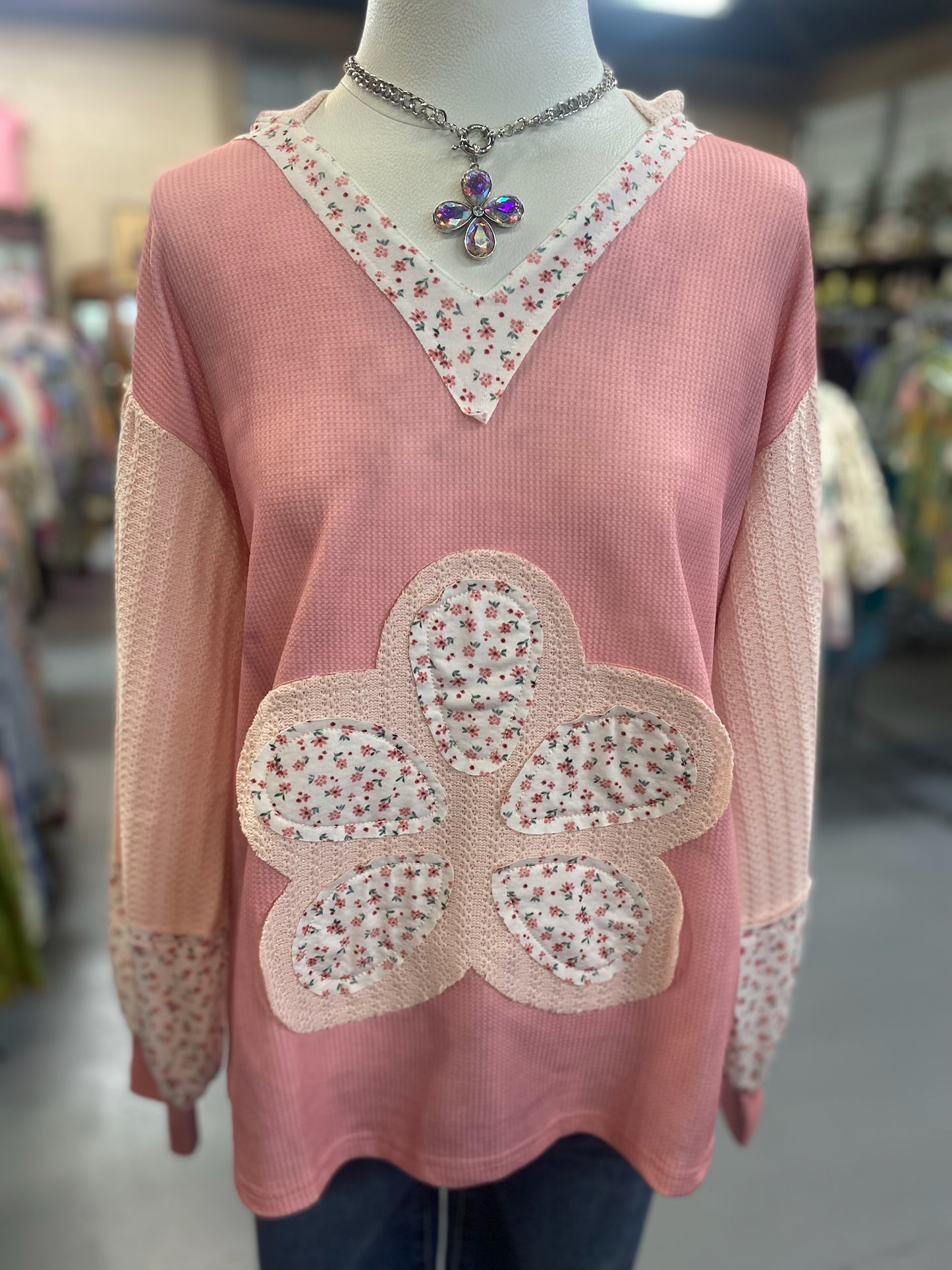Blossom Waffle Top in pink