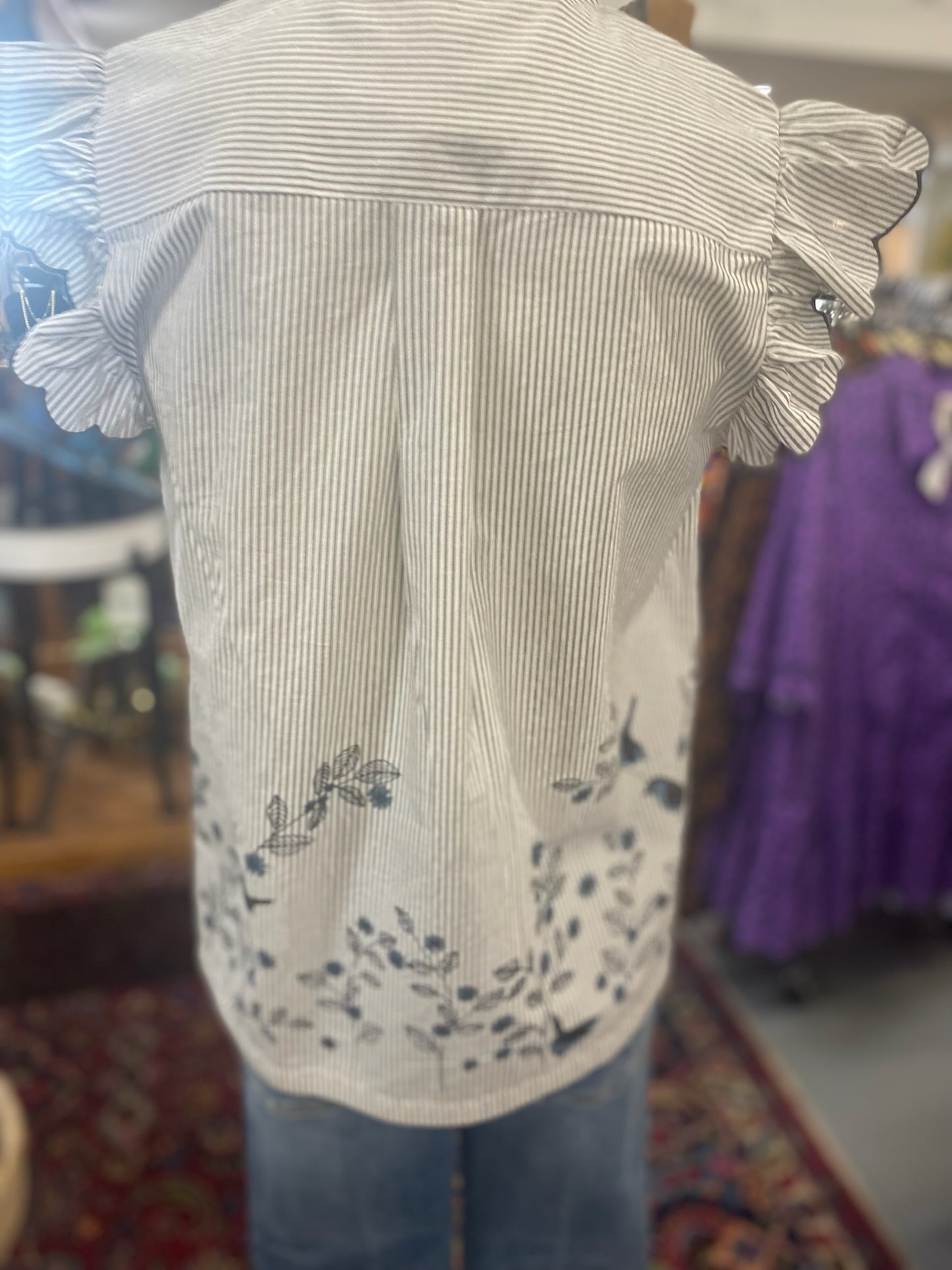 Bird Border Top with smocking
