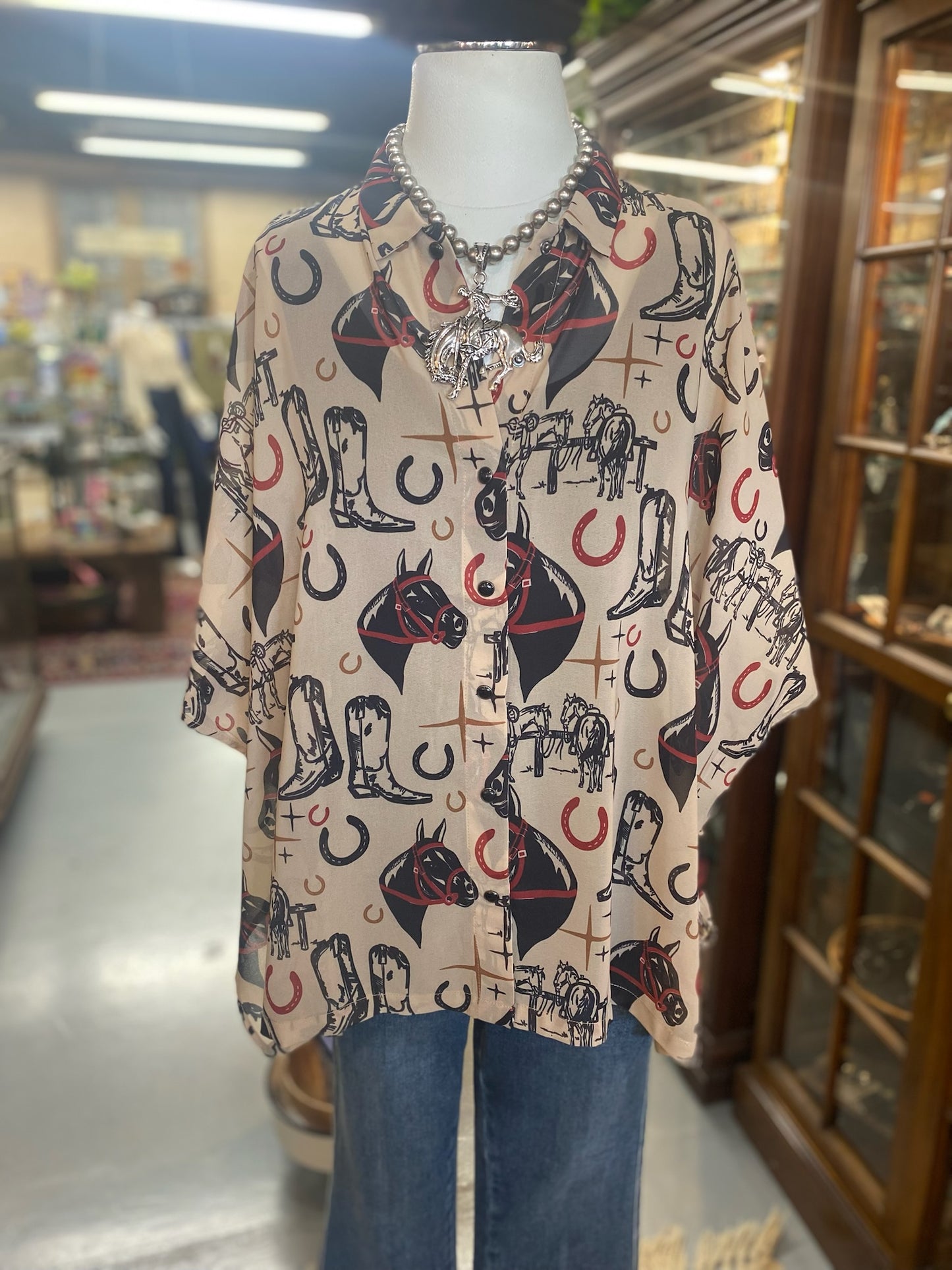 Westy Horseman Top with Black snap buttons