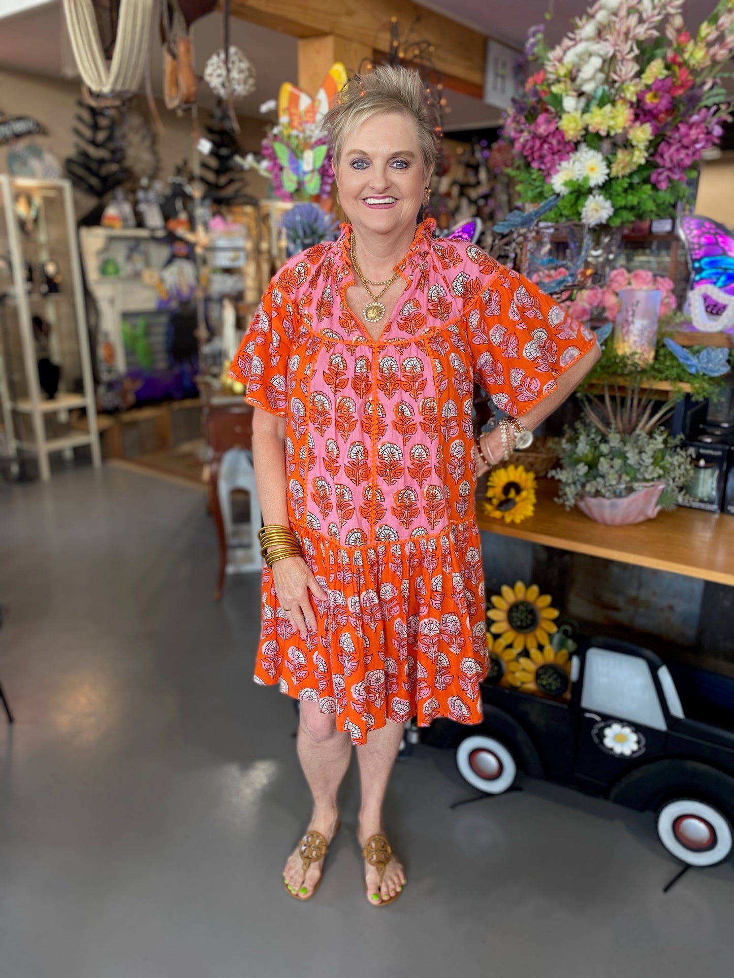 Patched in Block Prints Dress with Pockets