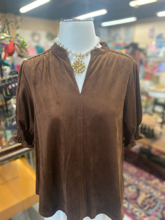 Suede Top in Chocolate