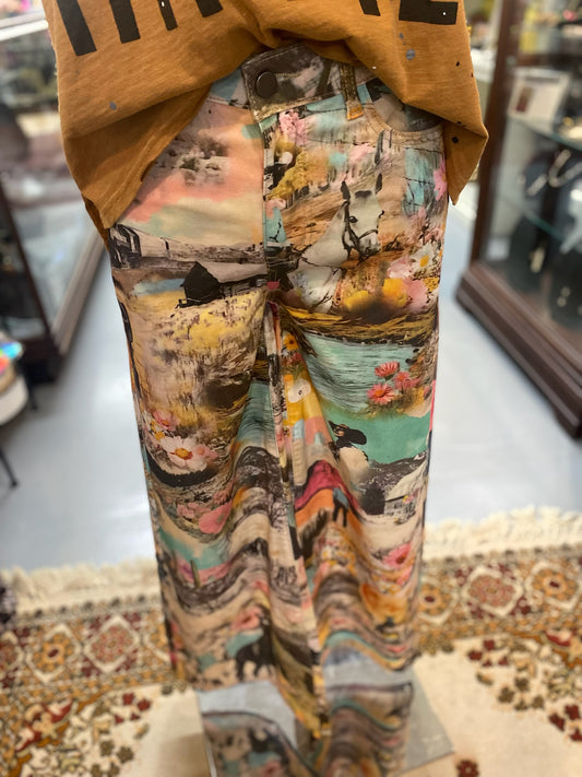 Pink Western Collage Pants