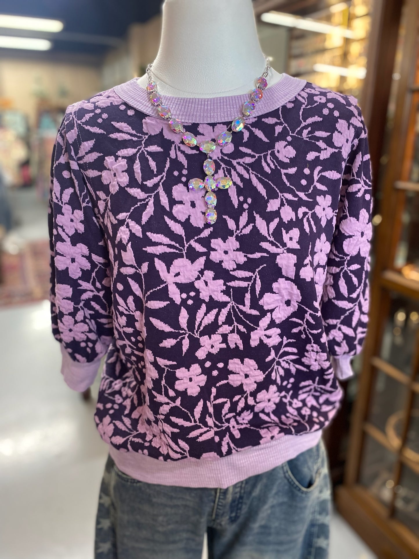 Flower Pattern Purple Top