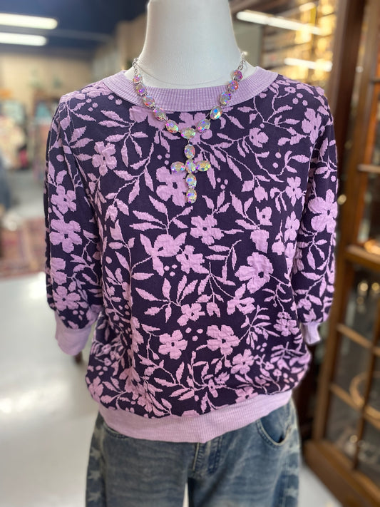 Flower Pattern Purple Top
