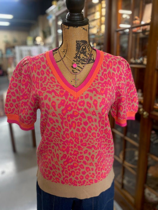 Hot Pink Animal Print Sweater